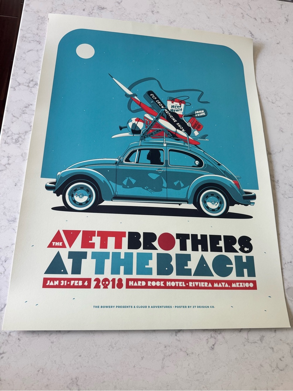 Avett Brothers At The Beach Teal Art Print